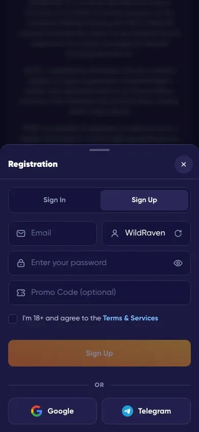 The redesigned sign-up dialog on a phone
