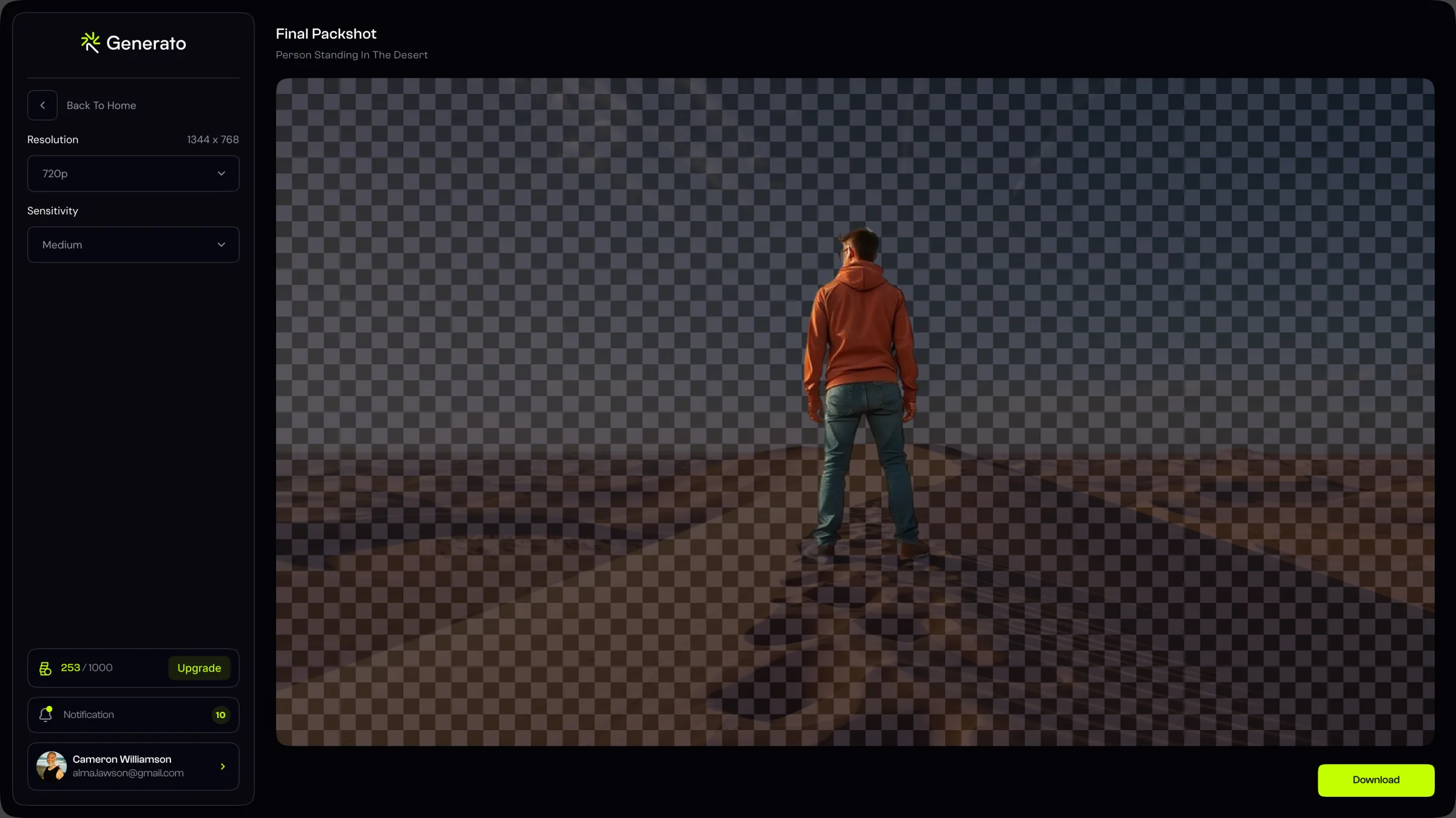 Background removal result with the subject cut out over a transparent checkerboard